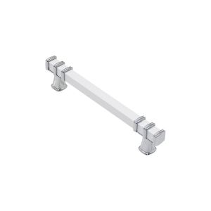 İBİCO-967 ( 12.8CM ) ( YÜZÜK KROM & KULP BEYAZ ) ( KARE ) ÇEKMECE KULP*10X5