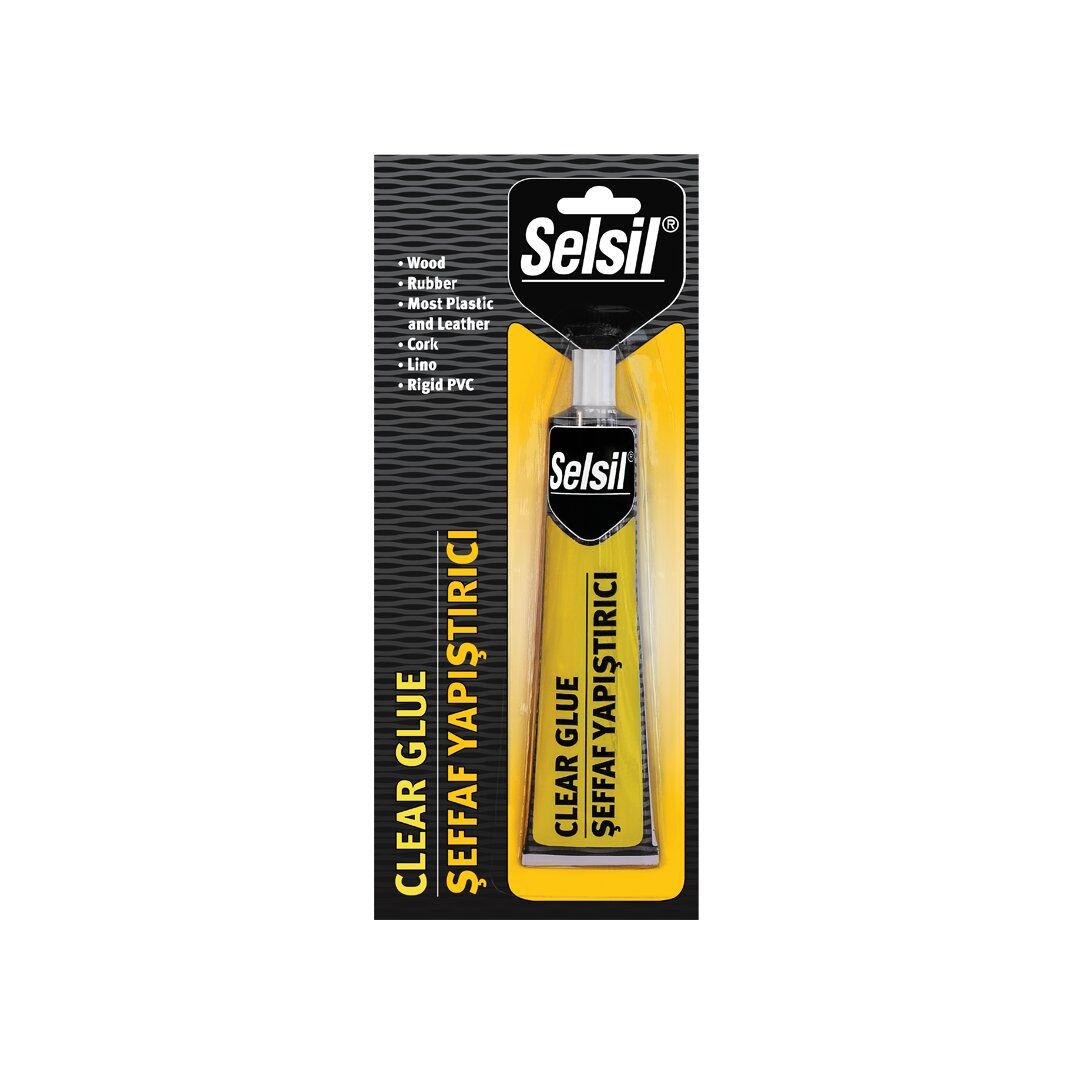 SELSİL-3713 CLEAR GLUE ŞEFFAF SÜPER YAPIŞTIRICI ( KAĞIT & AHŞAP & METAL & DERİ ) TÜP 70GR*12=K