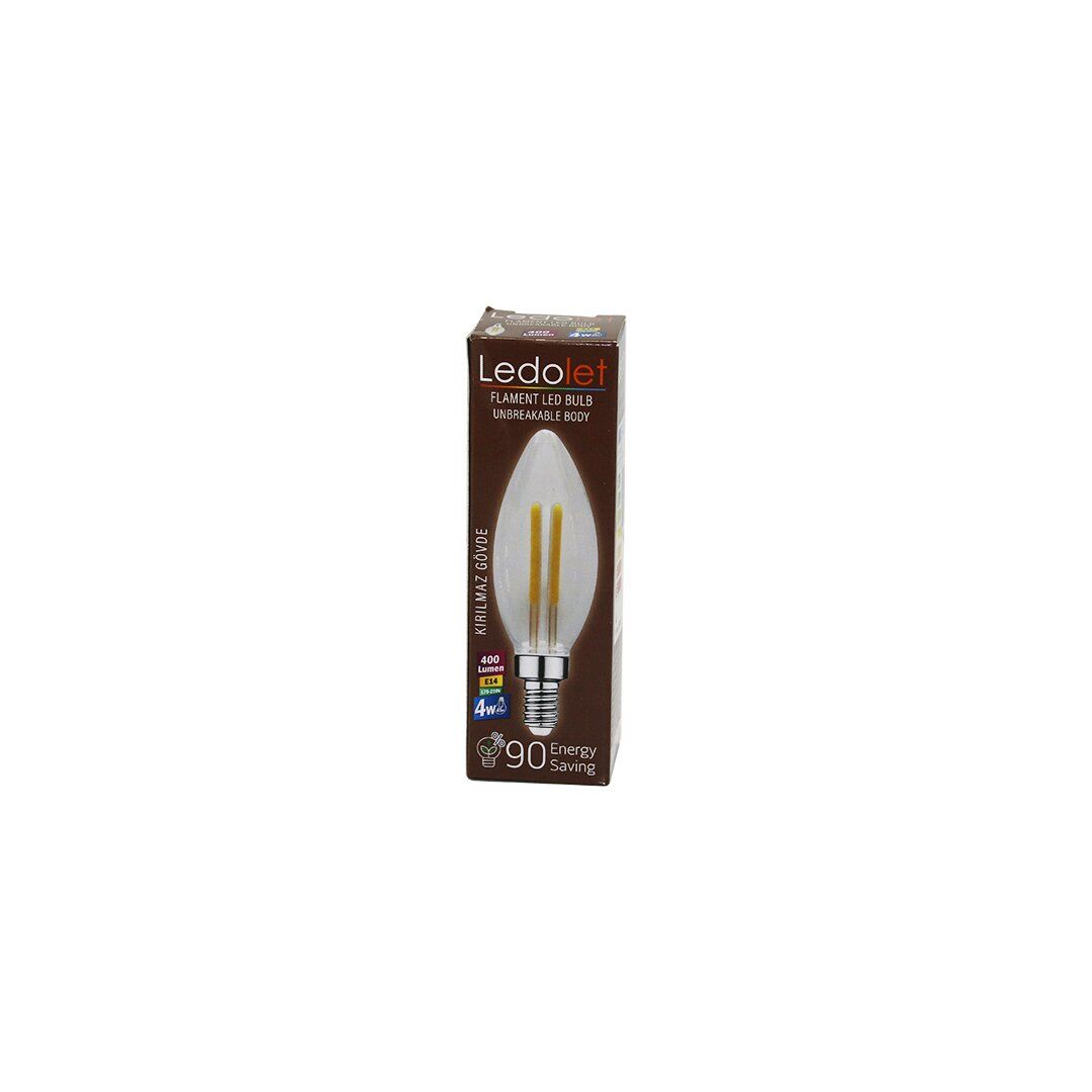 LEDOLET ( 4W=45W & E14 ) ( MUM ) FLAMENT LED RUSTİK AMPUL ( 400LUMEN & 3000K ) ( KIRILMAZ GÖVDE )*200