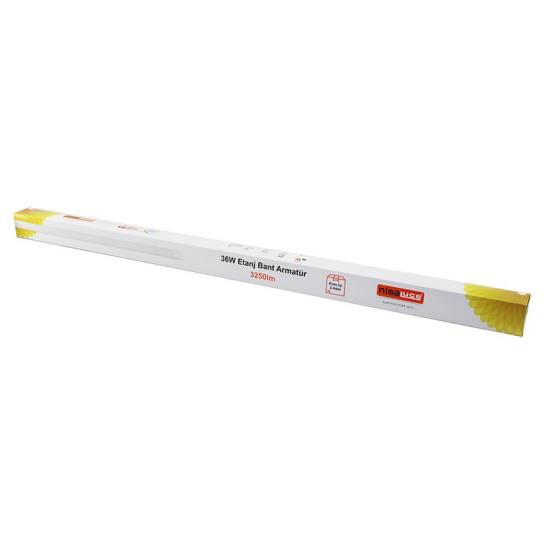 NİSALUCE EAMP-082/1 (2PCS) (36W & 120CM) LED (ETANJ) BANT ARMATÜR LAMBA AMPUL (BEYAZ & 6500K) (3250LÜMEN) (MONTAJ AYAR KANALLI)*18