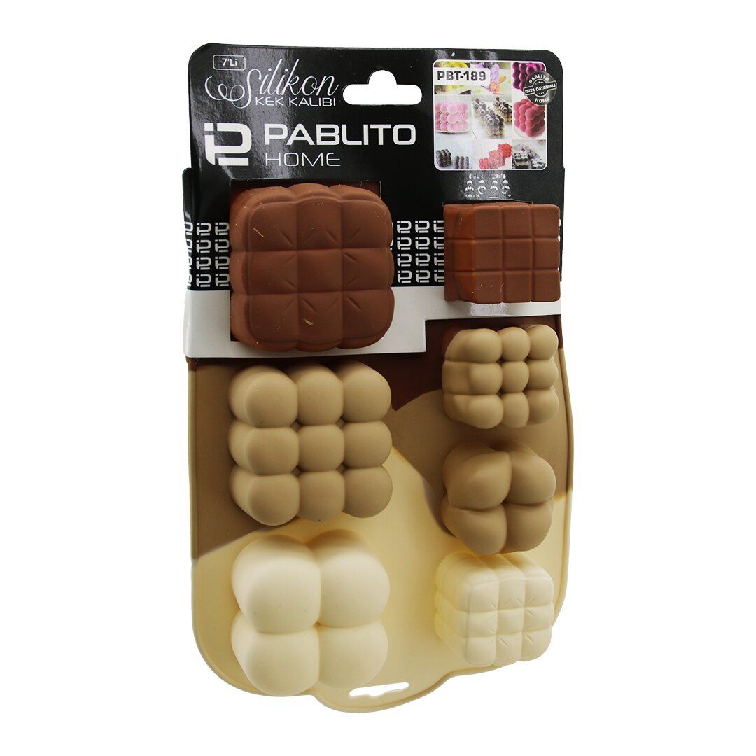 PABLITO HOME PBT-189 ( BUUBLE & KÜP ŞEKİL ) ( 7Lİ = MİX MODEL ) (MİNİ) (SİLİKON) MUFFİN KEK KALIP ( ASKILIKLI )*12X20