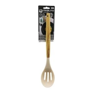 PABLITO HOME PBT-206 ( 31.5CM ) ( SİLİKON ) ( KEVGİR KAŞIK ) ( AHŞAP BAMBU SAP ) ( ISIYA DAYANIKLI )*24X6