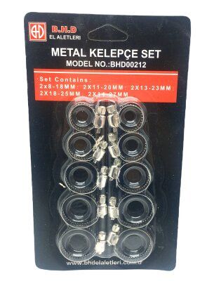 BHD BHD-00212 ( 10PCS ) METAL HORTUM KELEPÇESİ SET ( 2 ŞER ADET= 8-18MM - 11-20MM - 13-23MM - 18-25MM - 14-27MM )*240