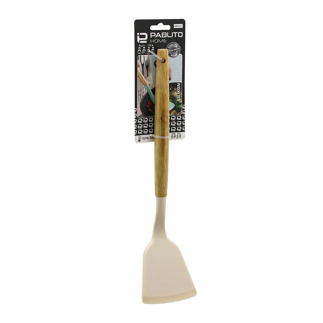 PABLITO HOME PBT-211 ( 31.5CM ) ( SİLİKON ) ( SPATULA ) ( AHŞAP BAMBU SAP ) ( ISIYA DAYANIKLI )*24X6