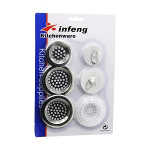 İNFENG KİTCHENWARE YAKUT-12566 (6PCS) LAVABO SÜZGEÇ& TIPA SETİ (3AD-METAL-1AD-PLS.SÜZGEÇ & 2AD-PLS.TIPA )*96