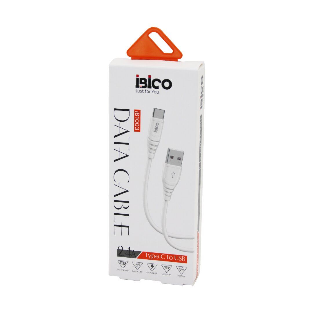 İBİCO İB-1003 ( USB TO=( TYPE-C ) ( KABLO ) ( HIZLI ) TELEFON ŞARJ & DATA KABLOSU=1MT ( 2.4A )*10X1