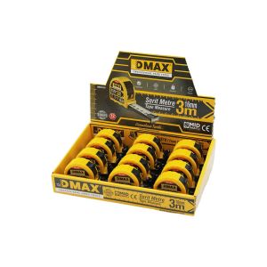 DMAX DMX-4745 ( 3MT X 16MM ) ÇELİK ŞERİT METRE ( STOPLU ) ( OTOMATİK KİLİT= BAS DURDUR & ÇEK SARSIN )*12X12