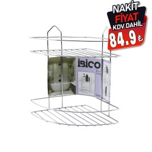 İBİCO K13-018 ( 2 KATLI & ÜÇGEN ) ( KROM ) ( METAL ) BANYO KÖŞELİK & DUŞKABİN RAF*12