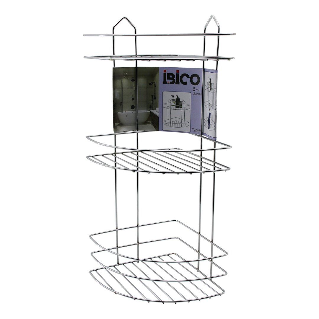 İBİCO K13-019 ( 3 KATLI & ÜÇGEN ) ( KROM ) ( METAL ) BANYO KÖŞELİK & DUŞKABİN RAF*12