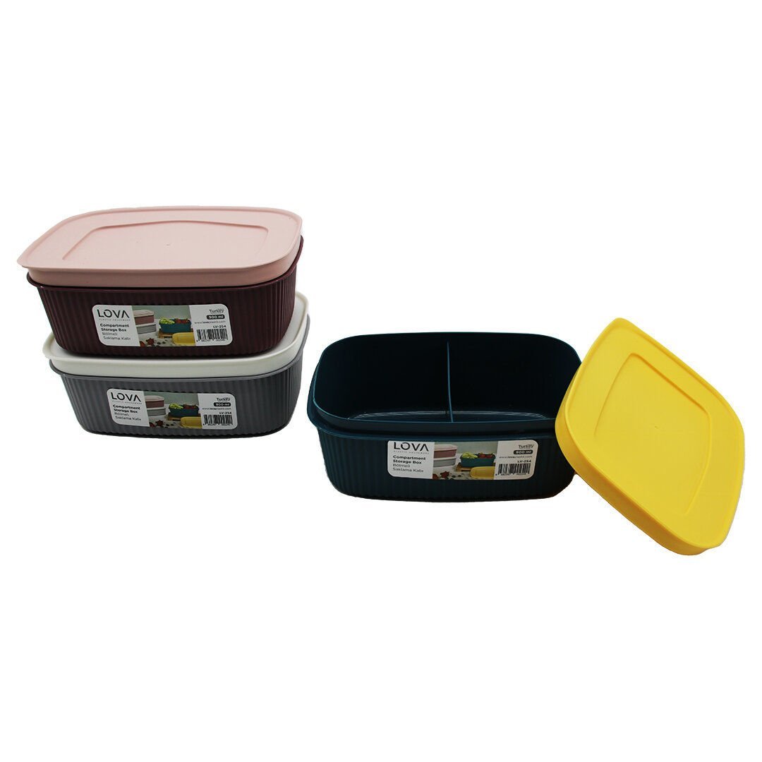 LOVA LV-254 ( 900ML & 2 BÖLMELİ ) SHELL SAKLAMA KABI PLASTİK*12=K