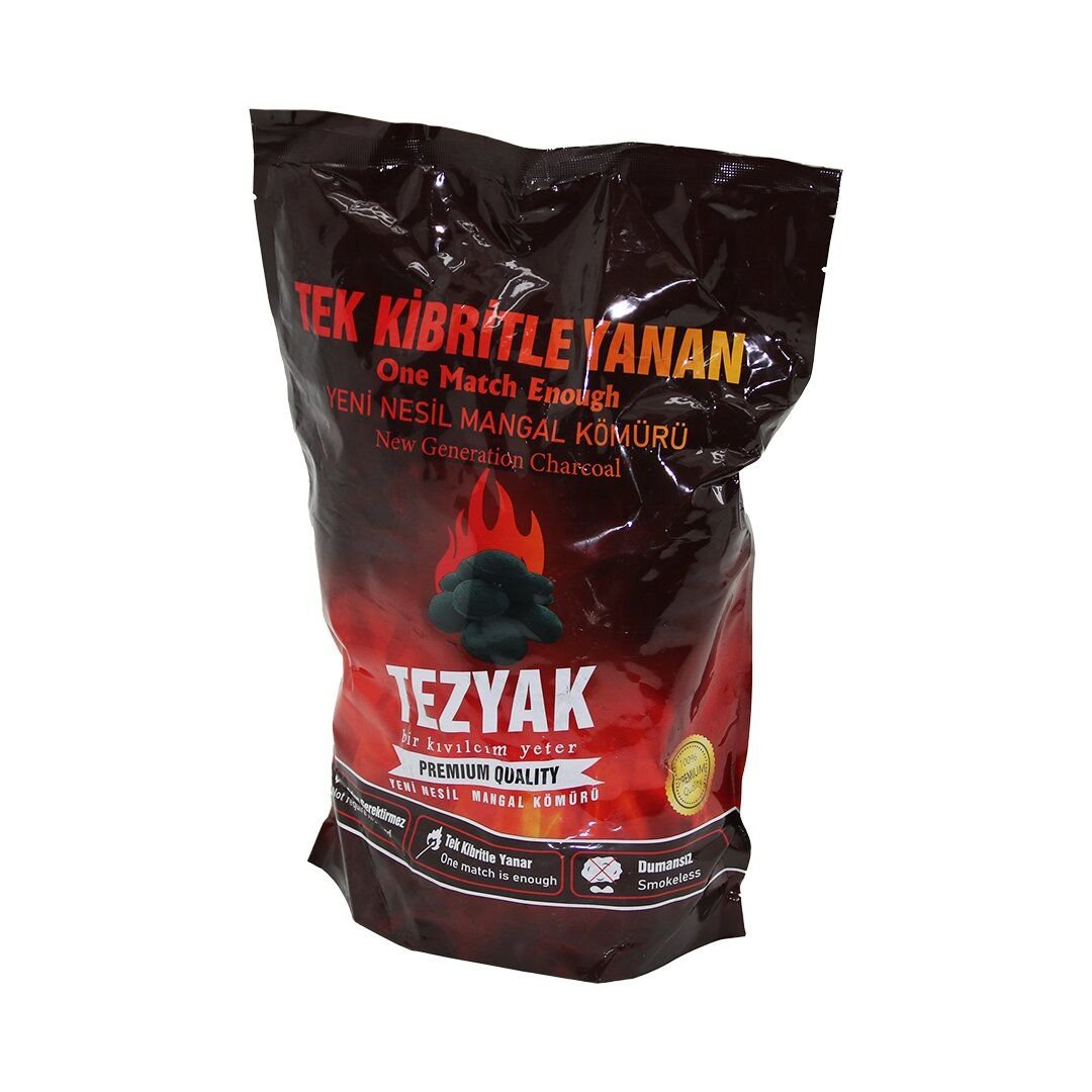 TEZYAK ( YENİ NESİL ) MANGAL KÖMÜRÜ ( 2KG ) ( DUMANSIZ ) ( TEK KİBRİT İLE YANAR=ÇIRA ODUN GEREKMEZ )*10=K