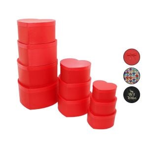İBİCO ( 10PCS BOY ) ( KALPLİ & RENKLİ ) KARTON HEDİYE KUTUSU ( KURDELALI ) ( 16-18-20-22-24-26-28-30-32-34CM )*6