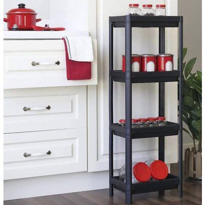 SHELF UNİT MAGGİE OM-1016-0053 ( 4 ( ÇUKUR ) RAFLI ) & SİYAH ) ( DİKDÖRTGEN ) RAF ÜNİTESİ PLASTİK*6