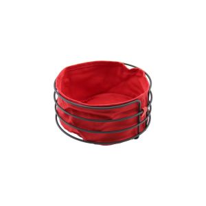 SAYE-4086 ( YUVARLAK ) ( SİYAH METAL ) ( KIRMIZI BEZLİ ) EKMEK SEPETİ ( ÇAP: 20.5CM & DERİNLİK: 10.5CM)*12