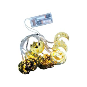 ALASKA COMPANY SDR-1 ( AY YILDIZ MODEL=10PCS ) ( GOLD METAL ) ( PİLLİ ) DEKORATİF LED IŞIK & LAMBA ( 2MT KABLO )*100