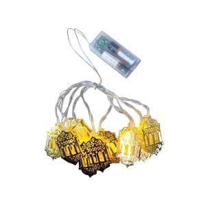 ALASKA COMPANY SDR-2 ( RAMAZAN KANDİLİ MODEL=10PCS ) ( GOLD METAL ) ( PİLLİ ) DEKORATİF LED IŞIK & LAMBA ( 2MT KABLO )*100