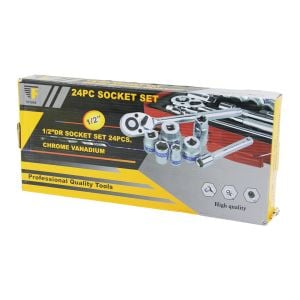 TIFONE 24-405 (24PCS) (1/2'') DR.SOCKET SET (LOKMA & SOKET & ADAPTÖR & CIRCIR KOLU) (CHROME VANADIUM) (METAL ÇANTALI)*7