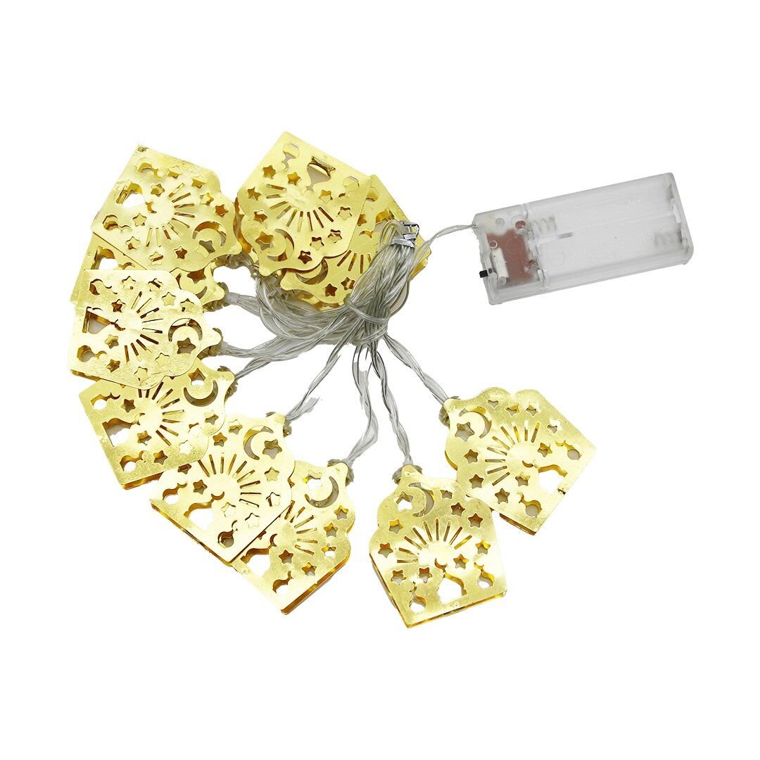ALASKA COMPANY SDR-6 (GÜNEŞ-CAMİ-AY-YILDIZ MODEL=10PCS) (GOLD METAL) (PİLLİ) DEKORATİF LED IŞIK & LAMBA (2MT KABLO)*100