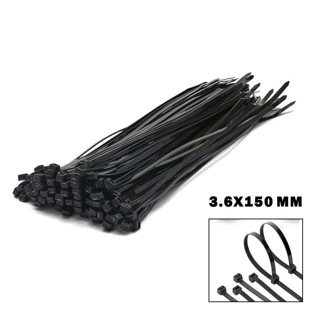 B.H.D BHD-00220 ( SİYAH ) ( 3.6X150MM ) PLASTİK CIRT KELEPÇE ( 100PCS )*250
