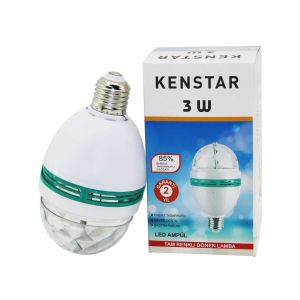 KENSTAR İBiCO IBC-010 ( 3W ) DÖNEBİLEN ( DİSKO ) RENKLİ LED LAMBA & AMPUL ( TAM RENKLİ ) ( 170-265V )*160