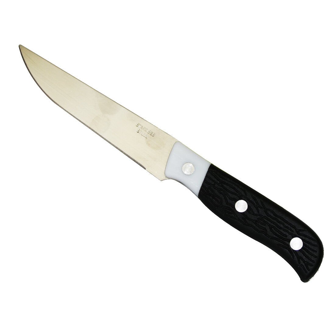 ARSHIA-475 ( 6'' & BÜYÜK BOY ) ( KEMİK SIRTLI & SİYAH BEYAZ SAPLI ) SEBZE & EKMEK BIÇAK (BRKT-583126)*12X40