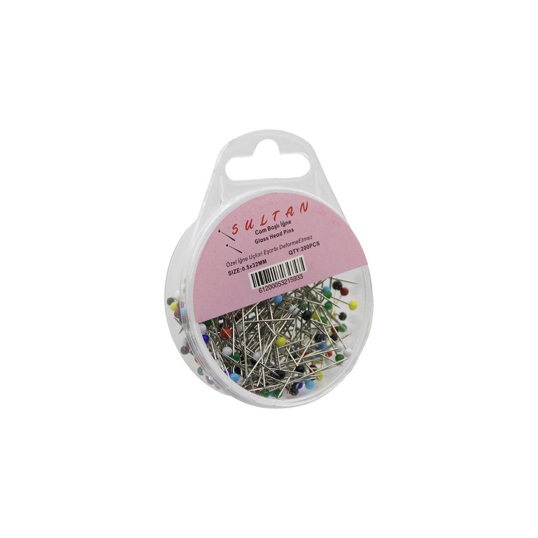 İBİCO İ20-012 SULTAN ( 200 PCS ) ( RENKLİ TOPLU ) BAŞÖRTÜ İĞNESİ ( ŞEFFAF PLASTİK ASKILIKLI KUTULU ) ( 0.5X32MM )*10X48