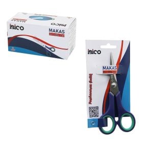 İBİCO İ20-014 ( 5 ½'' & 14CM ) ( KÜÇÜK ) EV & OFİS MAKAS ( PASLANMAZ ÇELİK ) ( YEŞİL & LACİVERT KAUÇUK KAPLI ERGONOMİK SAP )*12X30