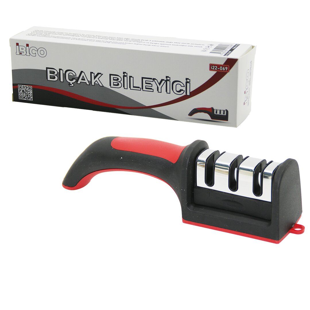 İBİCO İ22-069 ( KUTULU ) BIÇAK BİLEME ( 3 BOĞUMLU ) ( RENKLİ PLASTİK SAPLI )*144