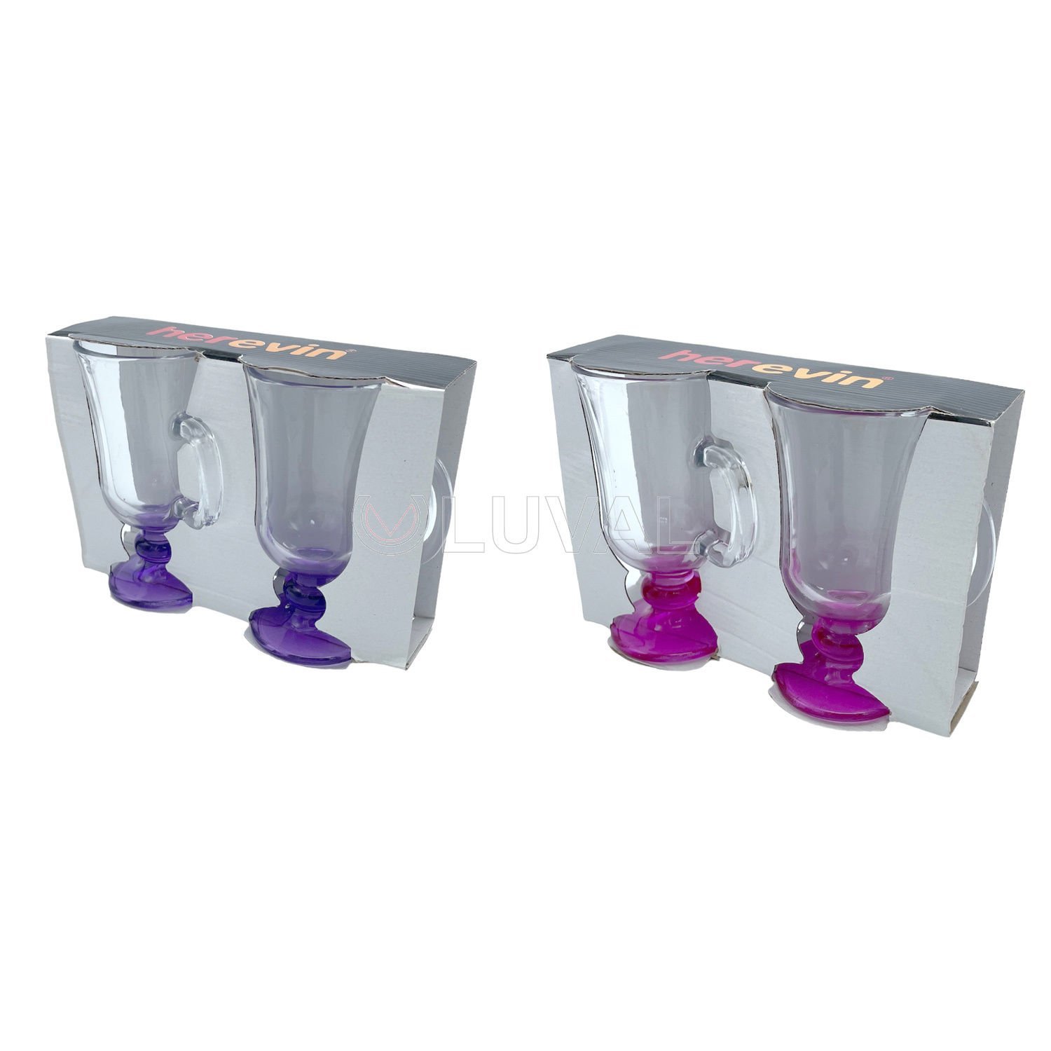 230 CC AYAK BOYALI 2LI AYAKLI CAM BARDAK SETİ *12