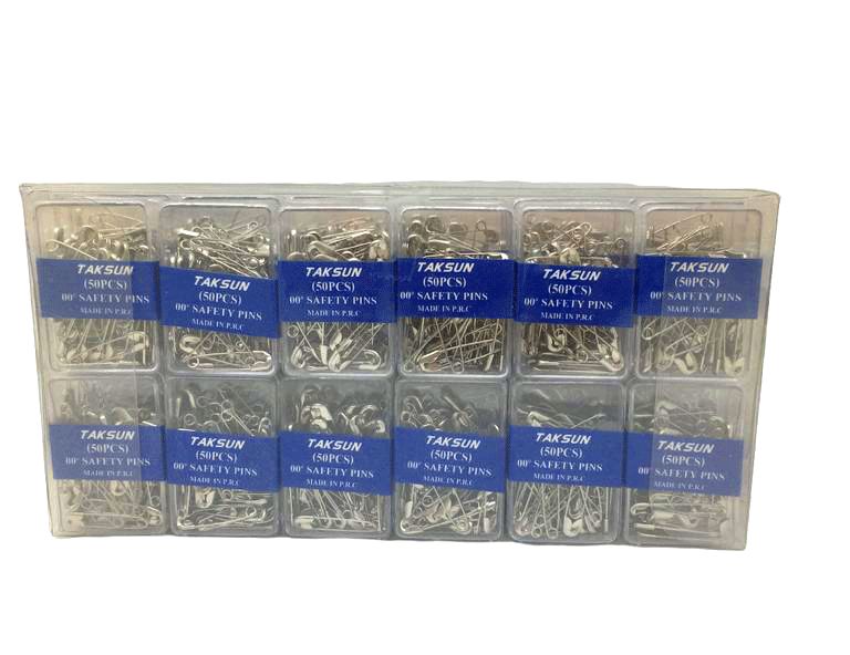 TAKSUN SAFETY PINS-958 ( GÜMÜŞ ) 50PCS.PLS.KUTU NO-00'' MİNİ ÇENGELLİ İĞNE*36X40