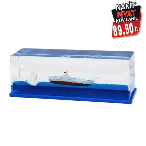 PABLITO PBT-256 (D.GEN & MİKA) (MAVİ SULU) (GEMİ & ADA) YÜZEN BATMAYAN (DEKORATİF BİBLO AKVARYUM) (14.5X5.2X4.5CM)*48                     qwe2