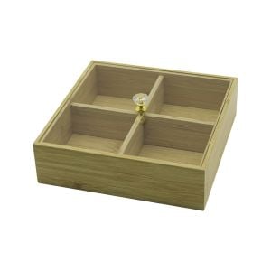 PABLITO HOME PBT-586 ( 4 BÖLMELİ ) ( KARE=20X20CM ) ( AHŞAP MDF ) SAKLAMA KUTUSU ( ŞEFFAF AKRİLİK PLS. KAPAKLI )*20=K