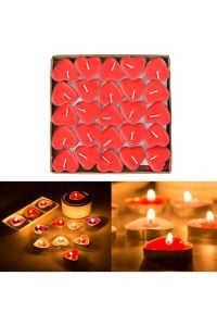 YAKUT-8085 ( 25PCS ) ( KIRMIZI & KALPLİ ) TEA LİGHTS MUM*80