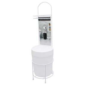 ORSA-380 ( BEYAZ & METAL ) AYAKLI WC KAĞITLIK & YUVARLAK PLASTİK KOVALI*4=K