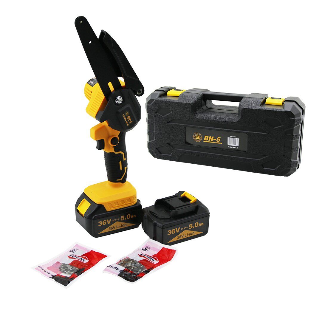 BN-5 CHAIN SAW YELLOW (LTJ-6A) (YAĞSIZ & ZİNCİRLİ) (6'') BUDAMA & DAL KESME MAKİNE (ŞARJLI & 2 BATARYA) (36V 5.0AH)*8