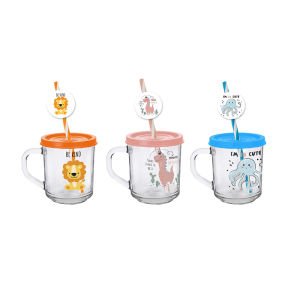 246 CC DESENLI SÜSLÜ PIPETLI CAM BARDAK-ASLAN-PEMBE DINAZOR-AHTAPOT *24