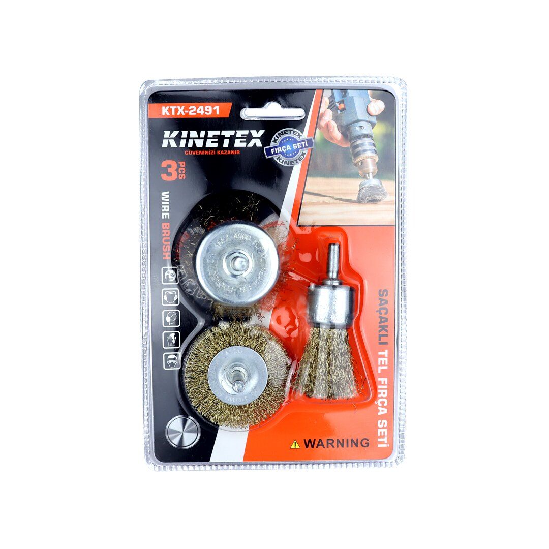 KINETEX KTX-2491 ( 3PCS ) SAÇAKLI TEL FIRÇA SETİ*72