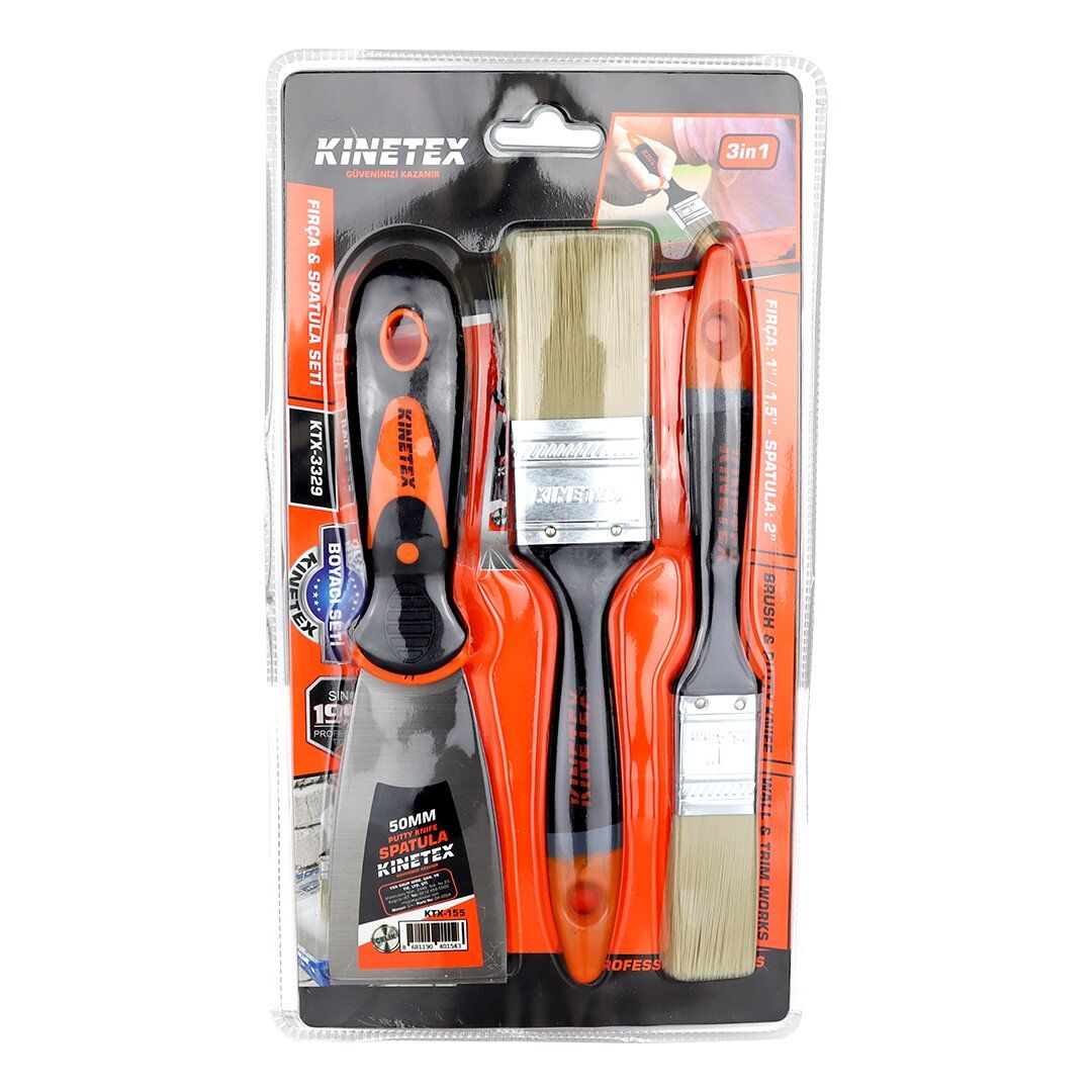 KINETEX KTX-3329 ( 3PCS ) BOYACI & NALBUR SET ( 50MM SPATULA & 2X KESTİRME FIRÇA )*120