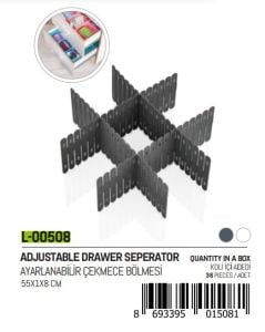 QLUX L-00508 ( 3PCS ) ( 55X10CM ) PRATİK ÇEKMECE BÖLMESİ ( PLASTİK ) ( MAKAS İLE KESİLİP İSTENEN ÖLÇÜ AYARLANABİLİR )*36