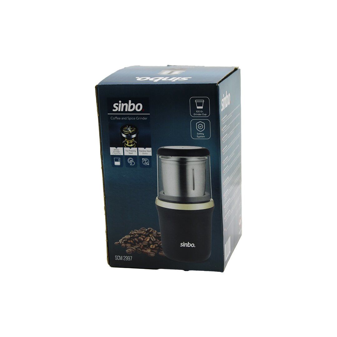 SİNBO SCM-2997 KAHVE & BAHARAT ÖĞÜTÜCÜ ( ÇELİK BIÇAK & ÖĞÜTME HAZNESİ=100GR ) ( 200W ) (BAS ÇALIŞTIR KAPAK=MİKA KRİSTAL PLS)*6