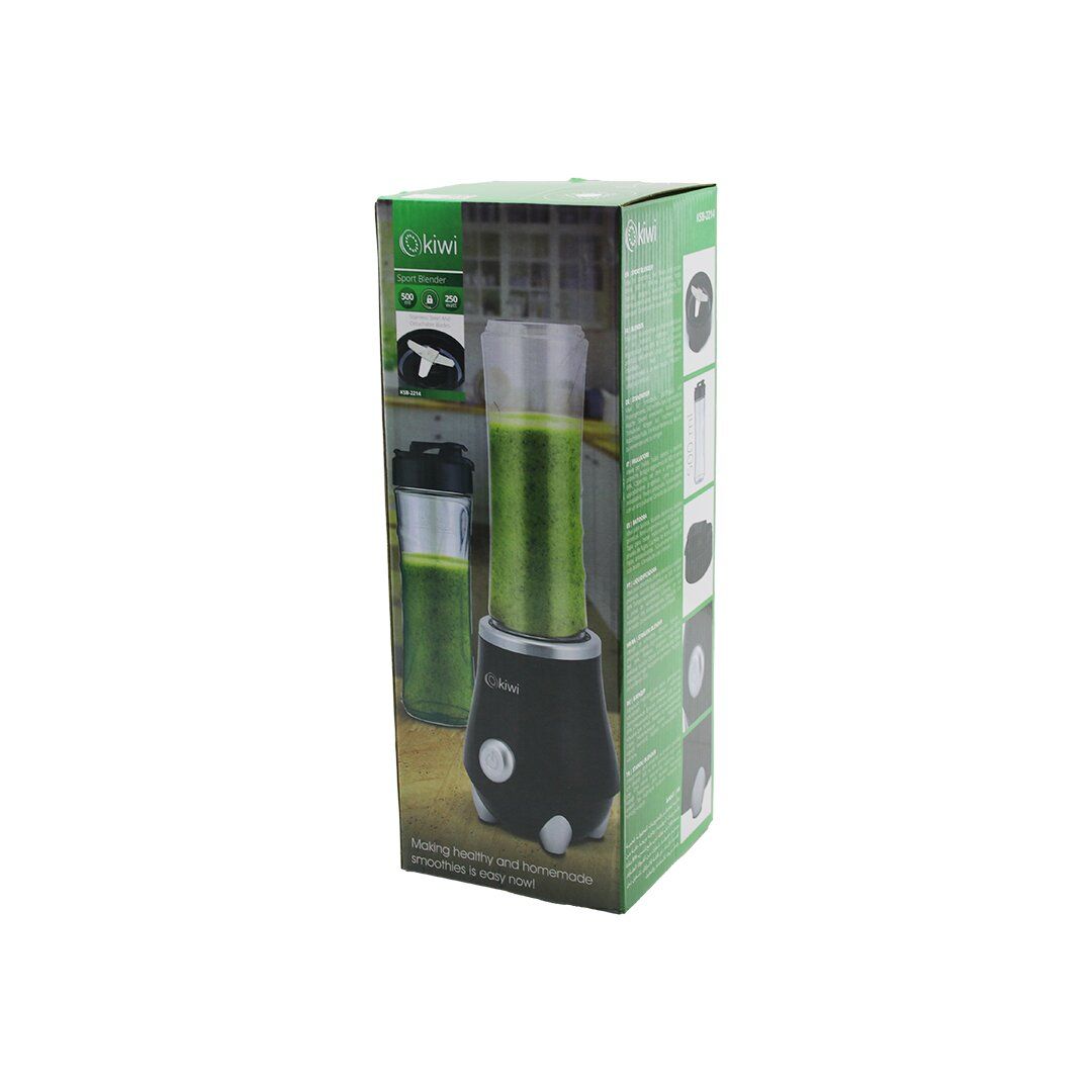 KİWİ KSB-2214 STANDLI BLENDER (250W) (500ML) (PASLANMAZ ÇELİK BIÇAK) (2İN1 ŞİŞE=BLENDER HAZNE& (MATARA=TAŞIMA KULPLU)*8