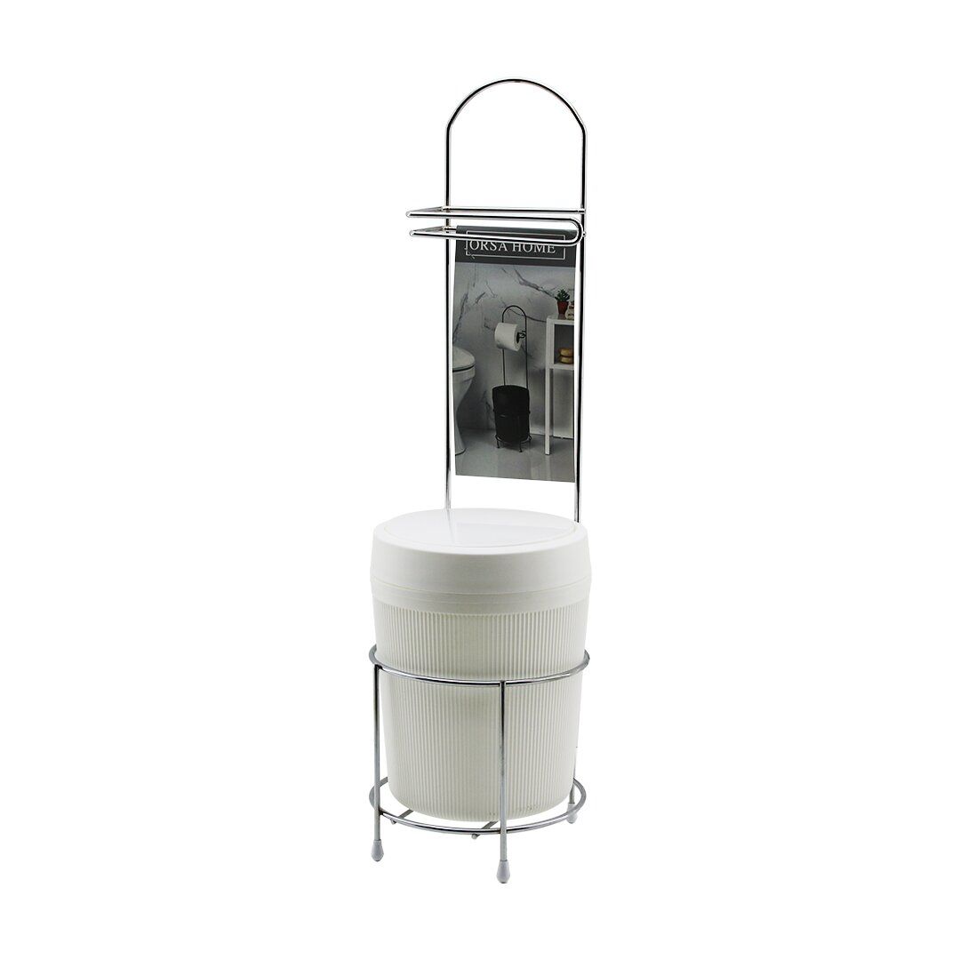 ORSA-180-380 ( KROM & METAL ) ( AYAKLI ) WC KAĞITLIK ( YUVARLAK & BEYAZ PLASTİK ÇÖP KOVALI )*4=K