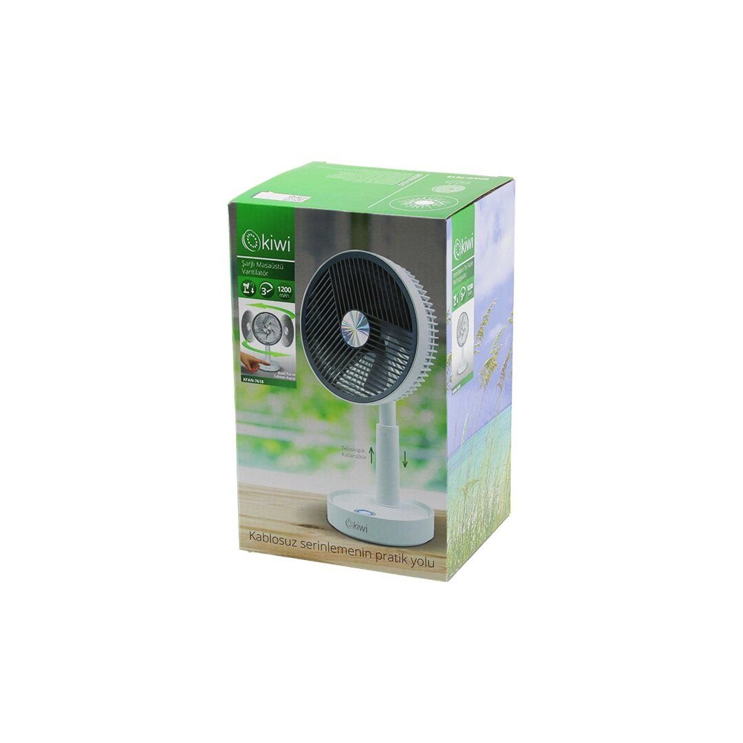 KİWİ KFAN-7618 (USB ŞARJLI) (5'' & 13.4CM) MASA ÜSTÜ VANTİLATÖR (3 KADEME HIZ) (5 PLS.KANAT) (AYARLI YÜKSEKLİK:20-28CM) FAN*30