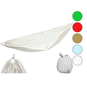 KRT-1005 (GABARDİN DOKUMA RENKLİ PAMUK KUMAŞ) KAMP HAMAK (135X260CM) (200KG.TAŞIMA) (6MT İP) (FİLE ÇANTALI)*30