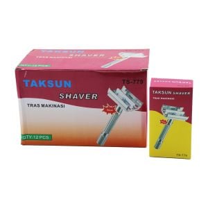 TAKSUN TS-779 (ÇEVİR & AÇ KAPA BAŞLIK) (METAL NİKEL & KLASİK) SAKAL TRAŞ APARATI (JİLET TAKMALI) (LÜX KUTULU)*12X20