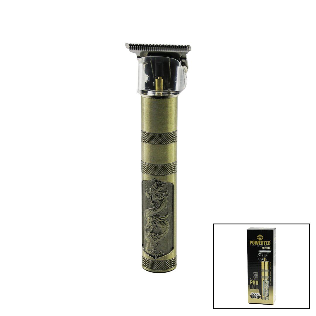 POWERTEC TR-1010 (KOMPLE METAL) (USB ŞARJ) ENSE ÇİZİM & SAÇ SAKAL KESME TRAŞ MAKİNE ( T BIÇAK & 5PCS RENKLİ TARAK )*50