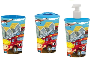 DESENLİ 3 LÜ  PLASTİK BANYO SETİ SARIŞIN ÇOCUK - TAVALI *8