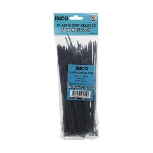 İBİCO İ13-015  ( SİYAH ) ( 3.6X200MM ) PLASTİK CIRT KELEPÇE ( 100PCS )*300