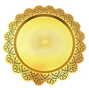 MENNUR MNR-105-A ( BÜYÜK YUVARLAK ) ( GOLD DANTELLİ ) SUNUM TEPSİ PLASTİK*30