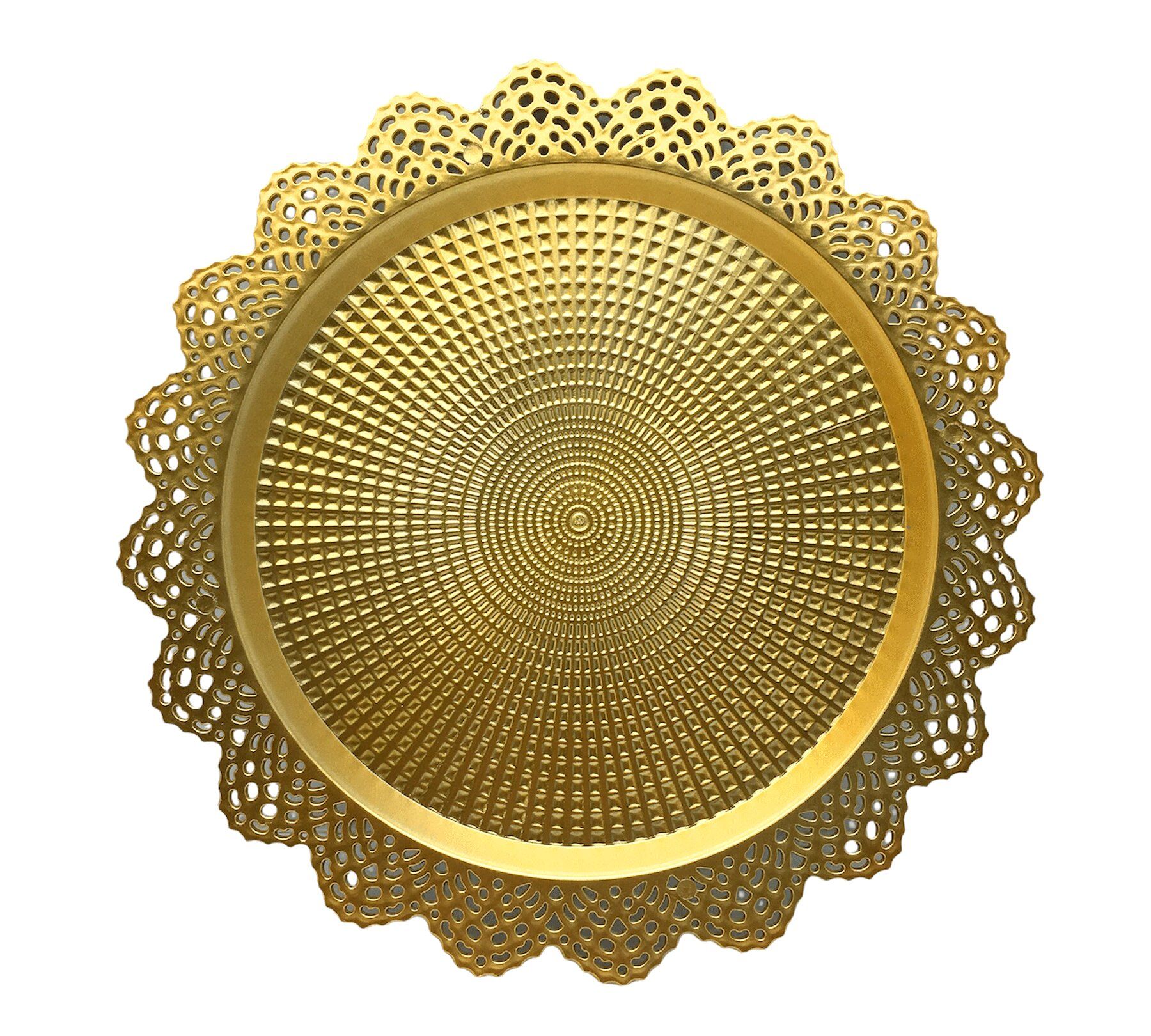MENNUR ZYT-0236 ( KÜÇÜK YUVARLAK ) ( GOLD DANTELLİ ) SUNUM TEPSİ PLASTİK*60